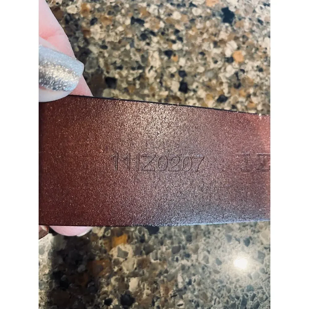 Vintage Y2K IZOD 2 Prong Brass Brown Leather Belt Size 40
